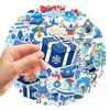 50 шт. Синие наклейки на зимнюю тематику Винтажные рождественские наклейки Декальки с Санта-Клаусом и снеговиком Водонепроницаемые виниловые зимние наклейки