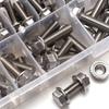186PCS flange bolt and nut kit, stainless steel metric flange hexagon nuts, M5 M6 M8 including 14 common sizes, full thread set