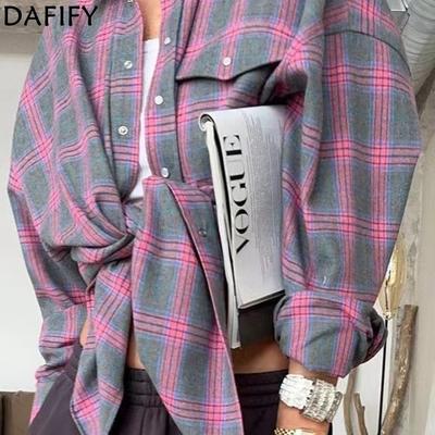 Женская мода повседневная весна осень клетчатый принт длинный рукав воротник поло блузки и рубашки