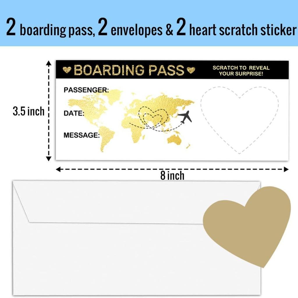 Boarding Pass Scratch Cards DIY Kit - Double Surprise Reveal for Wedding & Birthday, Creative Invitation Game Gift