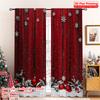 2D Flat Printing 2pcs Merry Christmas Curtain Festive Snowflakes and Pine Branches Versatile 100% Polyester Without Electricity