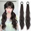 Синтетическая резинка для волос Хвост Милая женщина Черный Слегка вьющийся Наращивание хвоста Длинный термостойкий парик Ацетальдегид