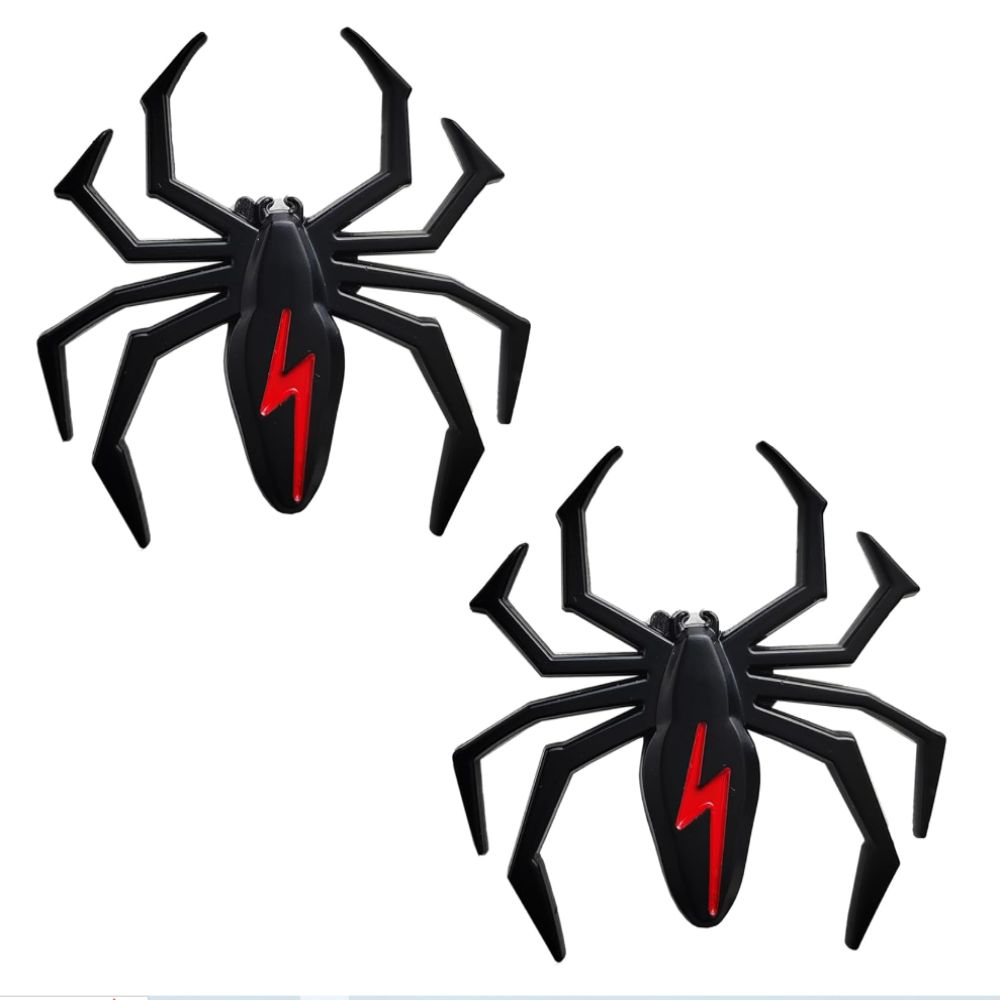2Pcs Black Spider Emblem Badge Sticker Spider shape Self Adhesive Black Spider Badge Car
