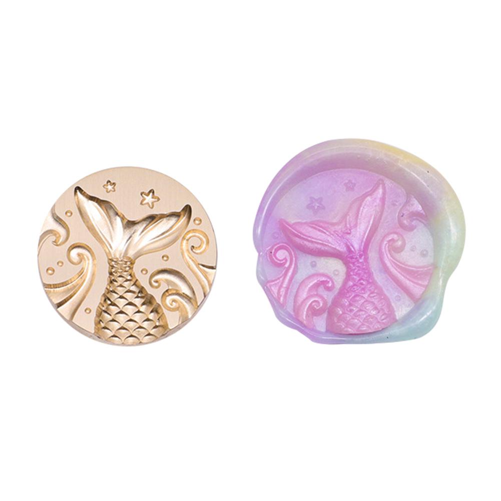 Special-shaped Seals Head Retro 3D Embossed Stamp Heads DIY Gold-plated Brass Fire Paint Seal for Wedding Invitation