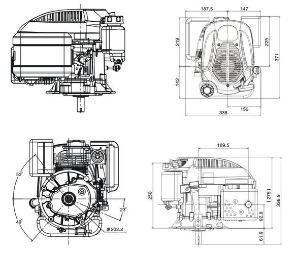 Loncin LC1P65FE-B lawnmower engine, shaft 22.2x62 mm, 4 HP