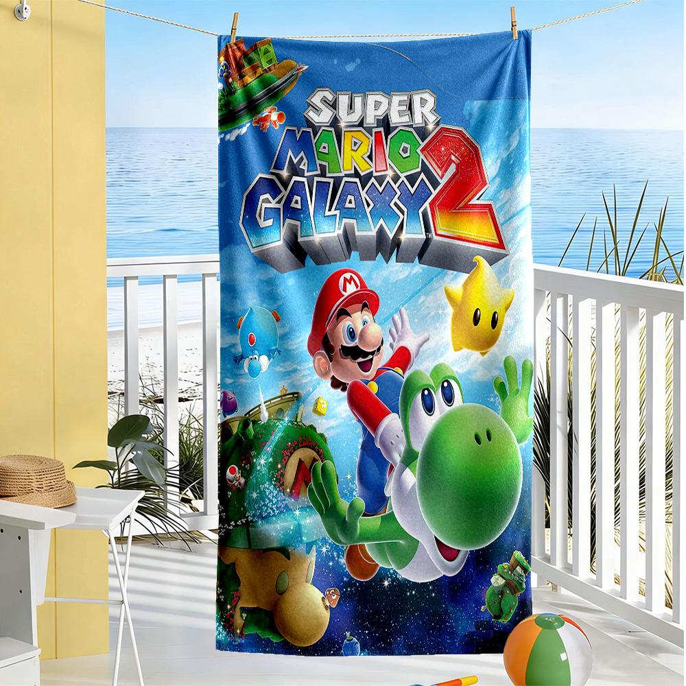 Mario Theme Beach Towel Super Soft & Absorbent Comfortable Lightweight Perfect for Traveling Yoga Camping and Swimming
