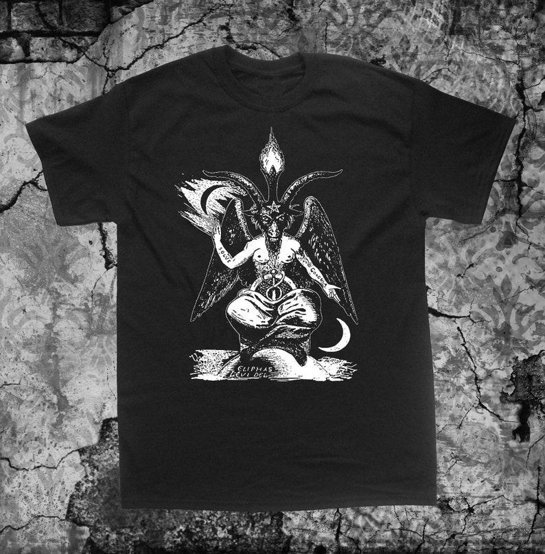 230 Gsm 100% Cotton Baphomet T Shirtpunk Occult Gothic Evil Satan Goat S Head Pentagram Satanic Goat Of Mendes Skull Voodoo Metal Devil Witchcraft Wic