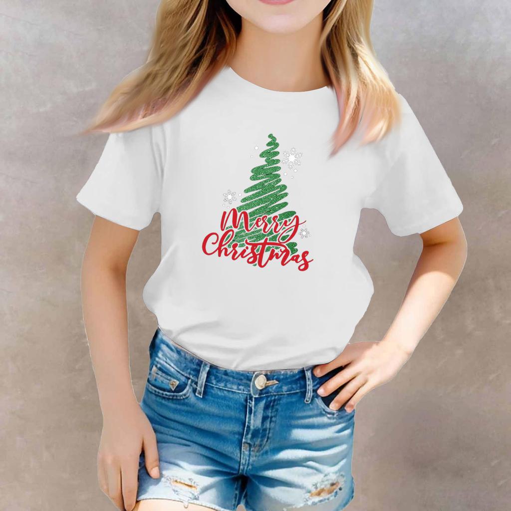 Christmas Day Toddler Girl Boy T-Shirts Kids Top Boys And Girls Printed Short Sleeved T-shirt