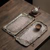 Retro Old Rock Mud Tea Tray Rectangular Dry Brewing Tray Chinese Heart Meridian Dry Brewing Table Simple Household Kung Fu Tray
