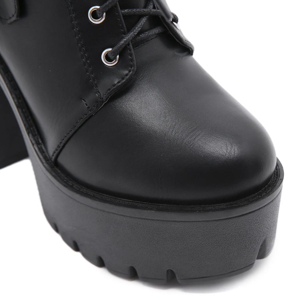 Осень-зима 2024, новая большая женская обувь на толстой подошве на каблуке 13 см, короткие сапоги на толстом высоком каблуке Lhx