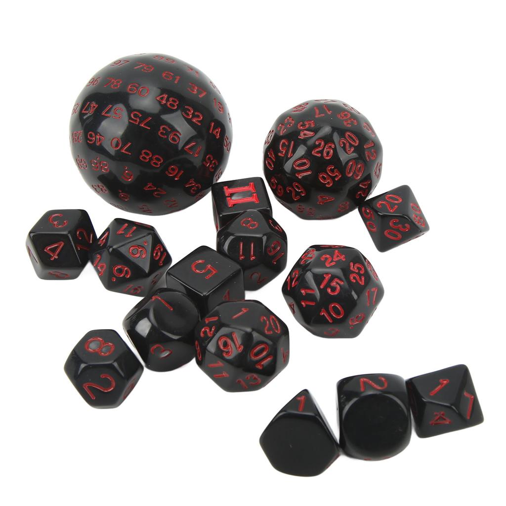 15Pcs Polyhedral Dice Set Acrylic D3 To D100 Table Gaming Dices for Role Playing Table Games Party