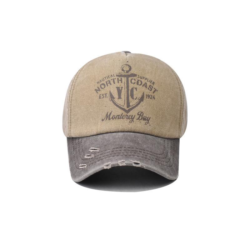 Бейсболка из чистого хлопка с принтом в старинном стиле, большая классическая бейсболка с якорем, подходящая по цвету