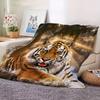 Tiger Print Flannel Blanket – Ultra-Soft Lightweight Throw – Hypoallergenic Cozy for Sofa Bed Travel