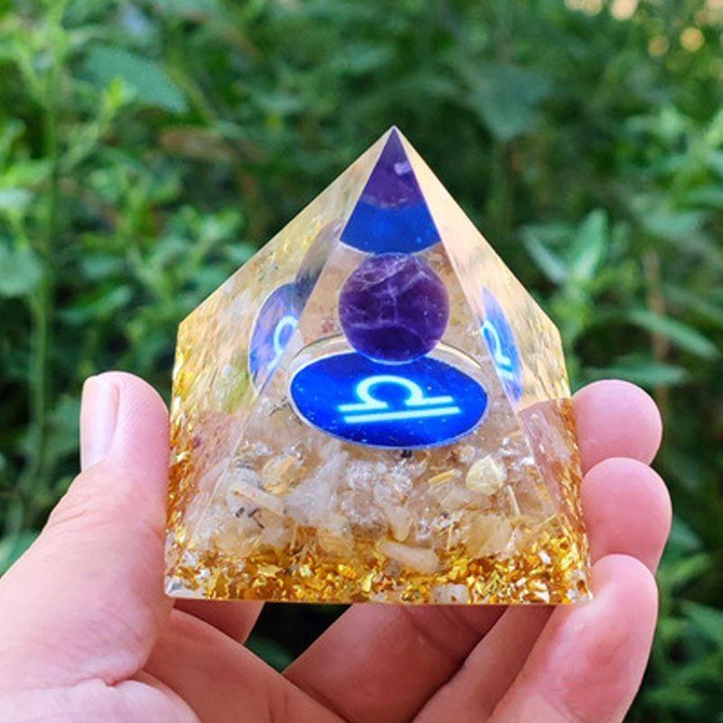 Orgonite Chakra Energy Pyramid Amethyst Crystal Home Decor Meditation Ornament Craft Gift