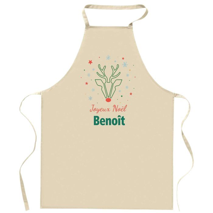Tablier de cuisine - Benoît Cerf - Joyeux Noël - Coton robuste - Imprimé en France