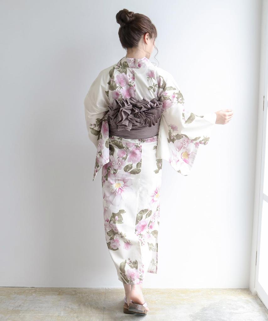 Комплект сменной одежды юката heiko H Mellow, один размер [KYOETSU], комплект, плетение, неотбеленный, 6 предметов (юката, оби, нижнее белье, гэта, пояс), Женский (7. лиловый,