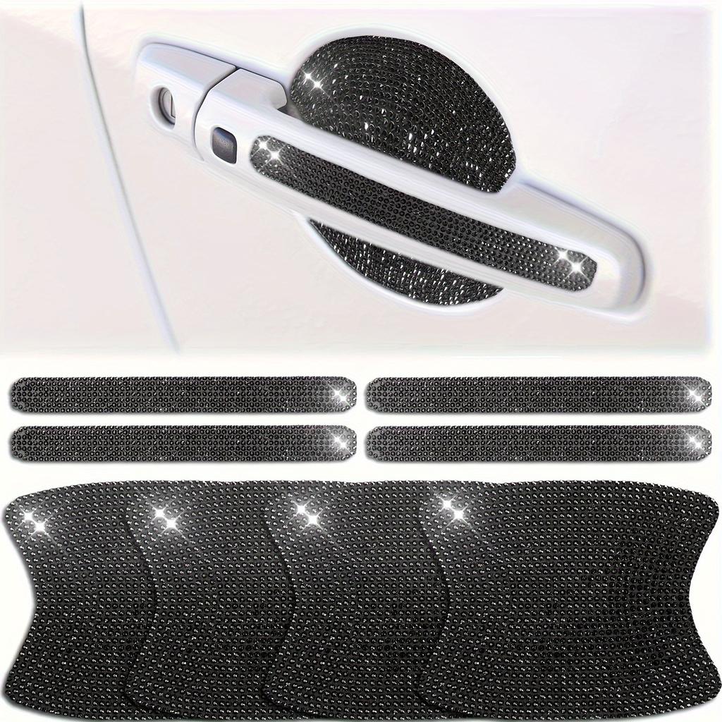 8 шт. Золотые блестящие наклейки для защиты ручек дверей автомобиля, хрустальные стразы, блестящая наклейка для защиты от царапин на чашки ручек дверей автомобиля, универсальная