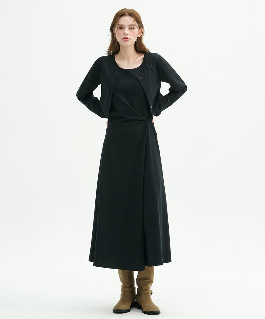 Micene Aira Twist Detail Sleeveless Dress-Cardigan Set