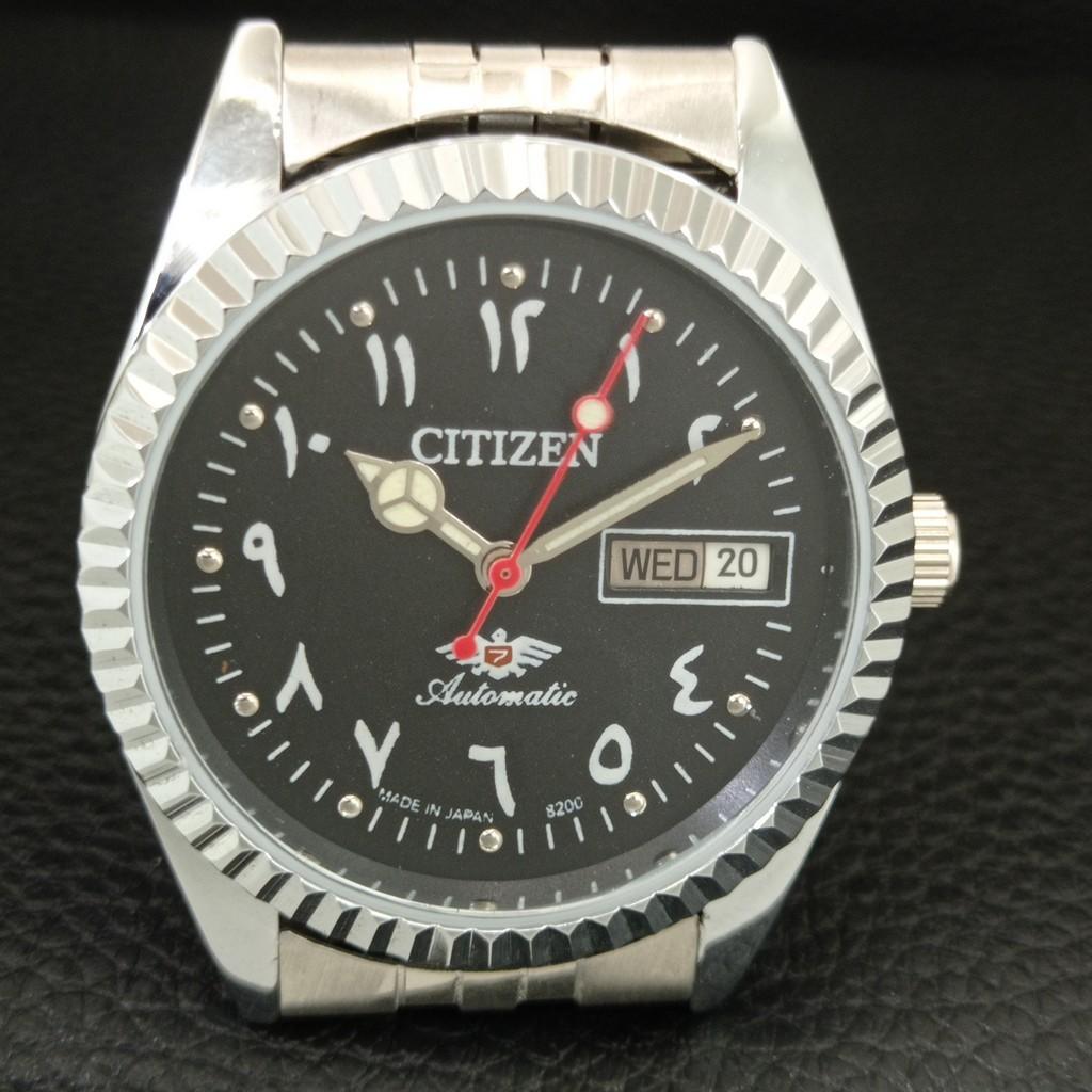 ВИНТАЖНЫЕ ВОССТАНОВЛЕННЫЕ АВТОМАТИЧЕСКИЕ МУЖСКИЕ ЧАСЫ CITIZEN 8200 ЯПОНИЯ ЧЕРНЫЙ ЦИФЕРБЛАТ a446829-1