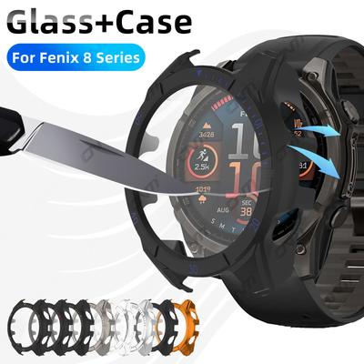 Стекло+Чехол для Garmin Fenix 8 43/47/51 мм AMOLED SOLAR Защитное стекло для экрана и Твердый ПК Защитный бампер для аксессуаров Fenix 8