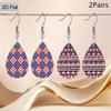Independence Day Earrings American Flag Square and Love Heart PU Leather Earrings Fashion Earrings Holiday Gifts for Friends