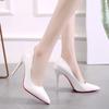 Big Size 35-45 Women's Shoes 2024 Concise Flock High Heels Women Pumps Pointed Toe Classic Red Gray Ladies Wedding Shoes Office