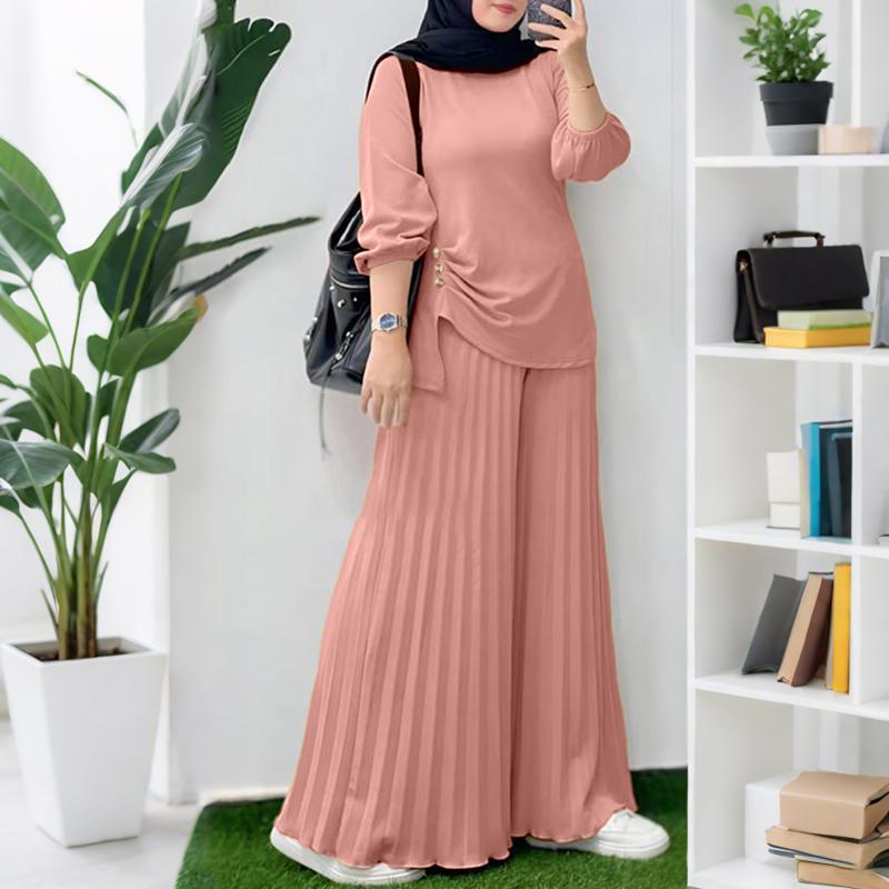 ZANZEA Женская блузка с длинным рукавом и брюки с широкими штанинами, повседневные костюмы-двойки