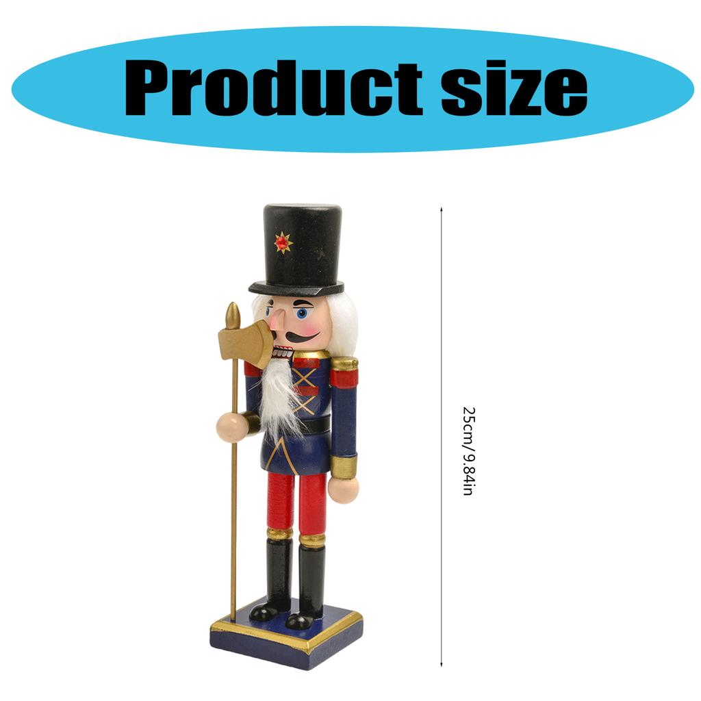 Элегантная 25-сантиметровая деревянная статуэтка Щелкунчика Художественное настольное украшение для раскалывания орехов и демонстрации Стильный настольный орнамент