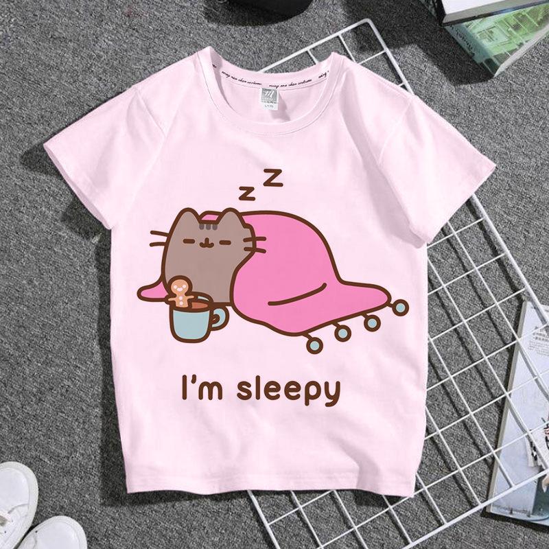 Pusheen Sweet on You Паттерн Сладкий Милый Футболка из Чистого Хлопка 2026 Лето Унисекс Одежда Подарок Девушке Стиль Y2k Уличная Одежда