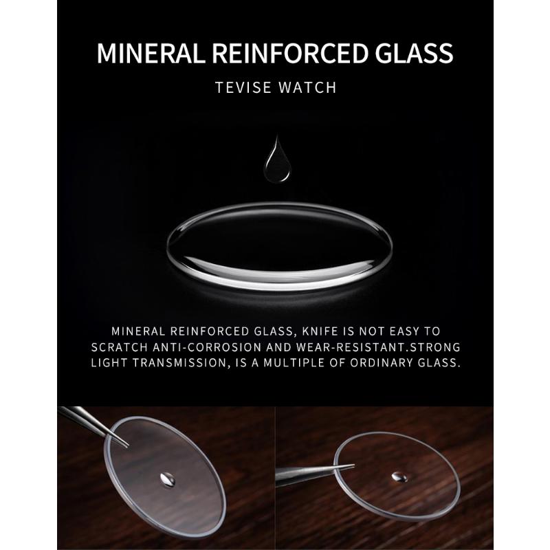 Tevise Мужские Бизнес-часы Нержавеющая сталь Кварцевые часы Дата Модные Повседневные часы Сапфировое стекло Часы