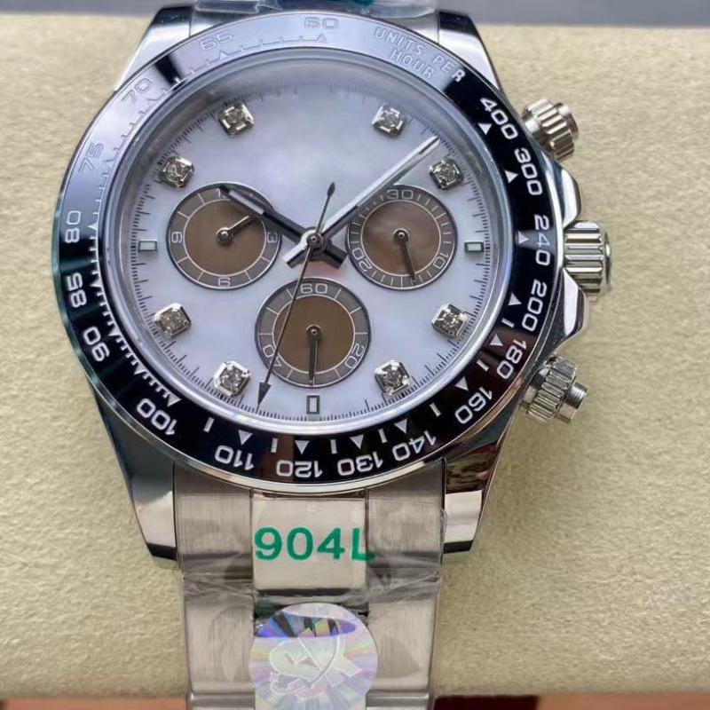 Мужские автоматические механические часы Rolex Daytona 40 мм, многофункциональные, с инкрустацией бриллиантами.