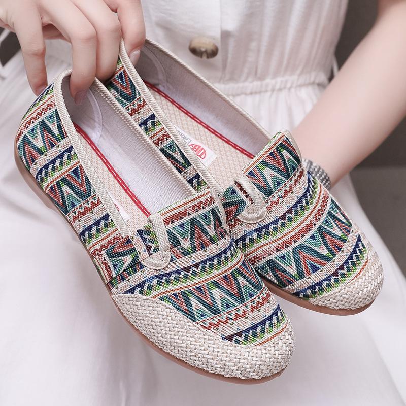 Spring and Autumn Shoes Single Shoes Canvas Shoes Casual Women's Shoes Comfortable Non-slip Fisherman Shoes One Stirrup Cowboy Bottom