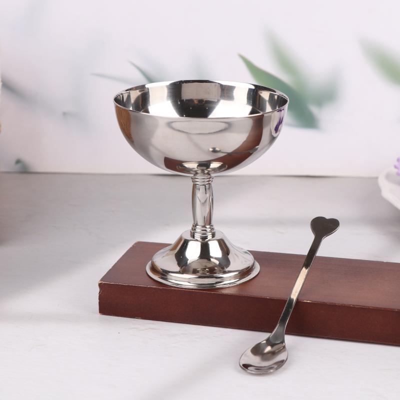 Stainless Steel Dessert Cup Vintage Durable Pudding Milk Jelly Ice Cream Cup Bowl Salad Bowl Dessert Fruit Plate Snack Dish