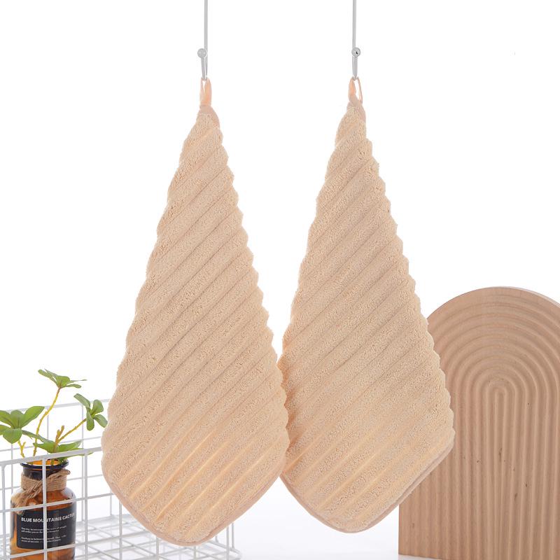 Candy Stripe Coral Fleece Quick-Dry Towel - Soft, Absorbent, Lint-Free, Hanging Hand Towel for Kitchen & Bathroom