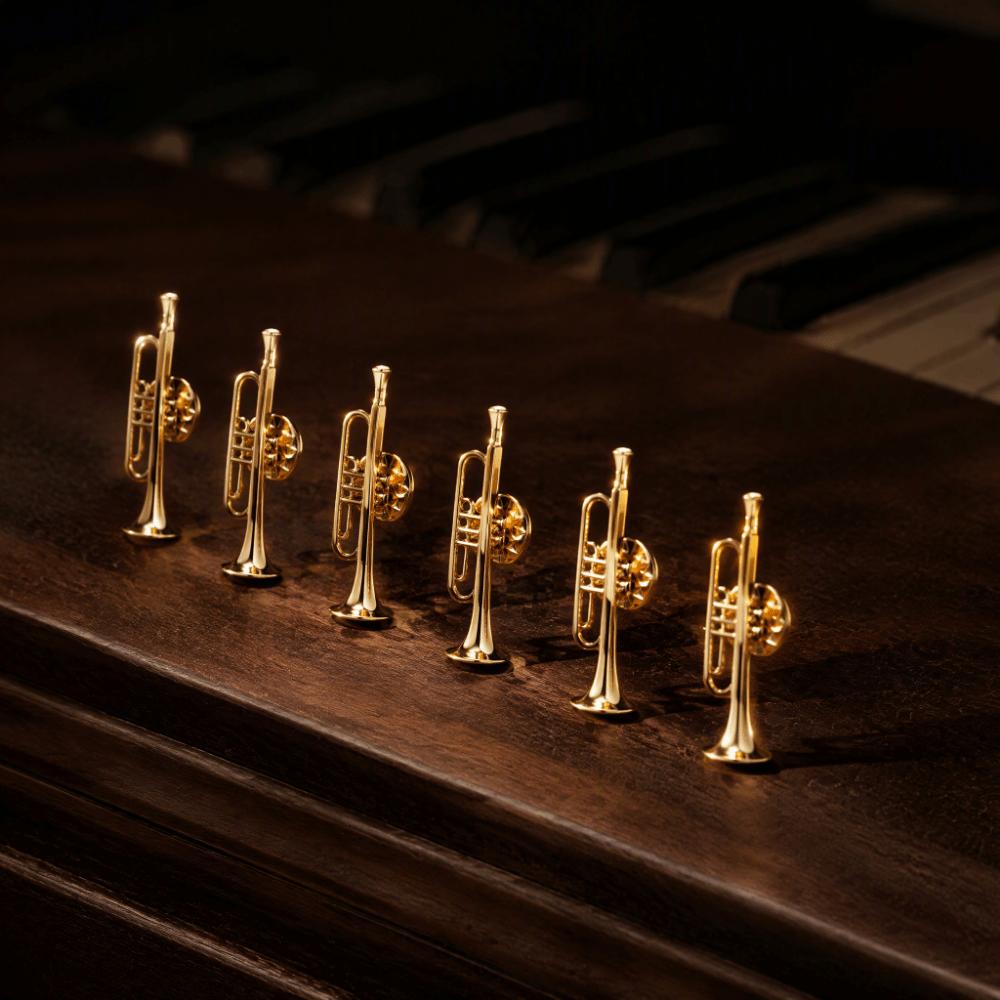 6pcs Pin Back Dress Clip Brooch Alloy Material Trumpet Brooch Pin Jacket Decoration