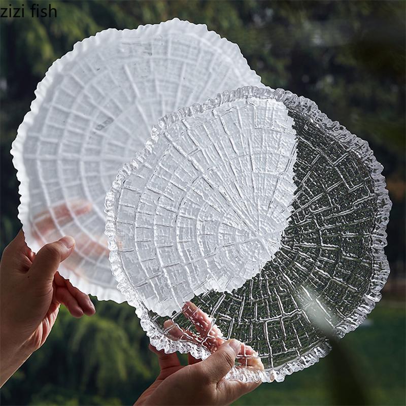 Прозрачное стекло Паста Стейк Суши Тарелка Кулинарные блюда Ресторан Нестандартная форма Посуда Закуски Десерт Сковорода Креативные обеденные тарелки