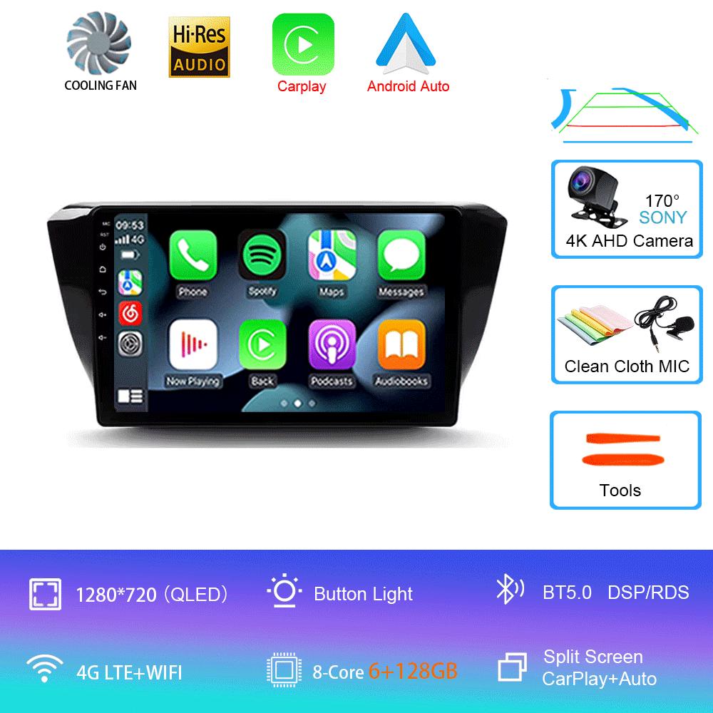 Автомагнитола Android 14 Carplay Auto Для Skoda Superb 3 2015 - 2019 WIFI+4G GPS Мультимедиа 2 DIN Стерео Головное устройство BT Плеер Видео