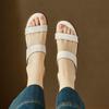 Krazing Pot Mules Cow Skin Thick Heels Peep Toe Street Wear Summer Size 42 Concise Style Elegant Women Sandals