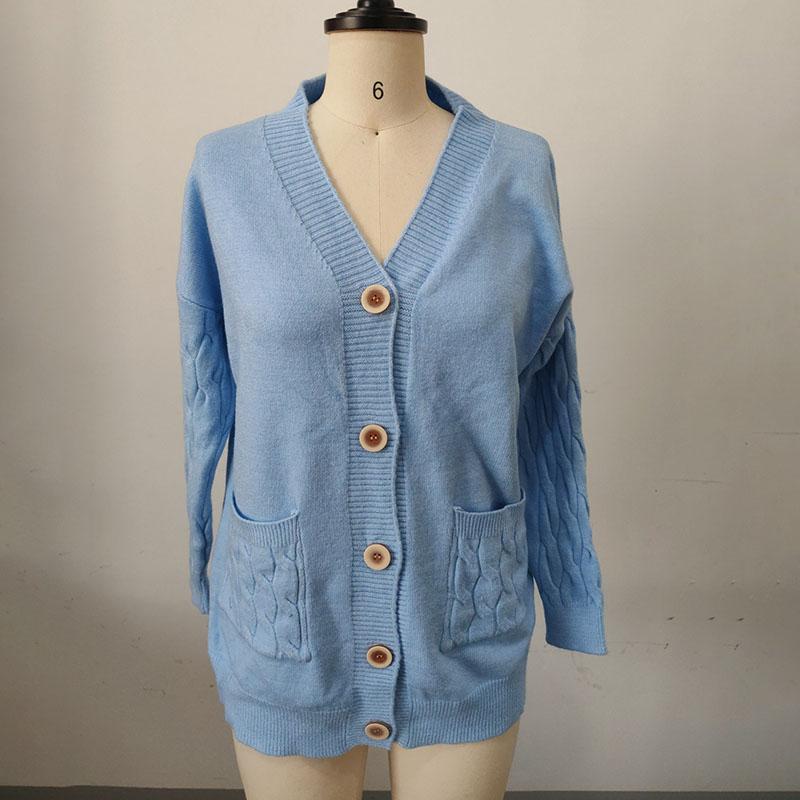 Женский винтажный вязаный кардиган, тонкий свитер с V-образным вырезом, однобортный тонкий свитер, повседневный трикотаж, свободная верхняя одежда для поездок на работу, осень