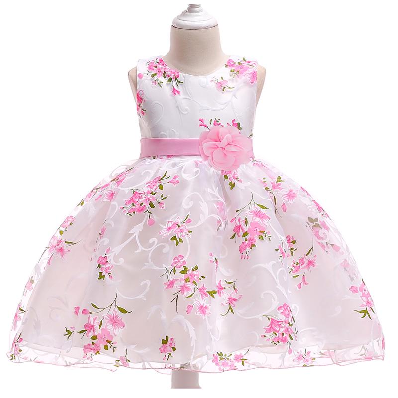 Lovely Print Flower Little Baby First Communion Dress Birthday Party Dress For Girls