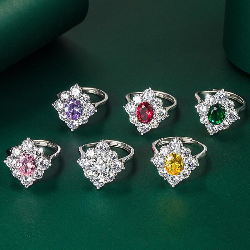 BELLA BOX Opening Resizable Rings For Women Zircon Engagement Party Fine Jewelry Gift