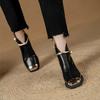 Block Heel Single Boots Autumn New Metal Pointed Toe Pearl Buckle Side Zip Non-Slip Naked Boots