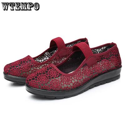 Женские весенние однотонные туфли с мягкой подошвой на плоской подошве, женские летние туфли большого размера с дышащей сеткой