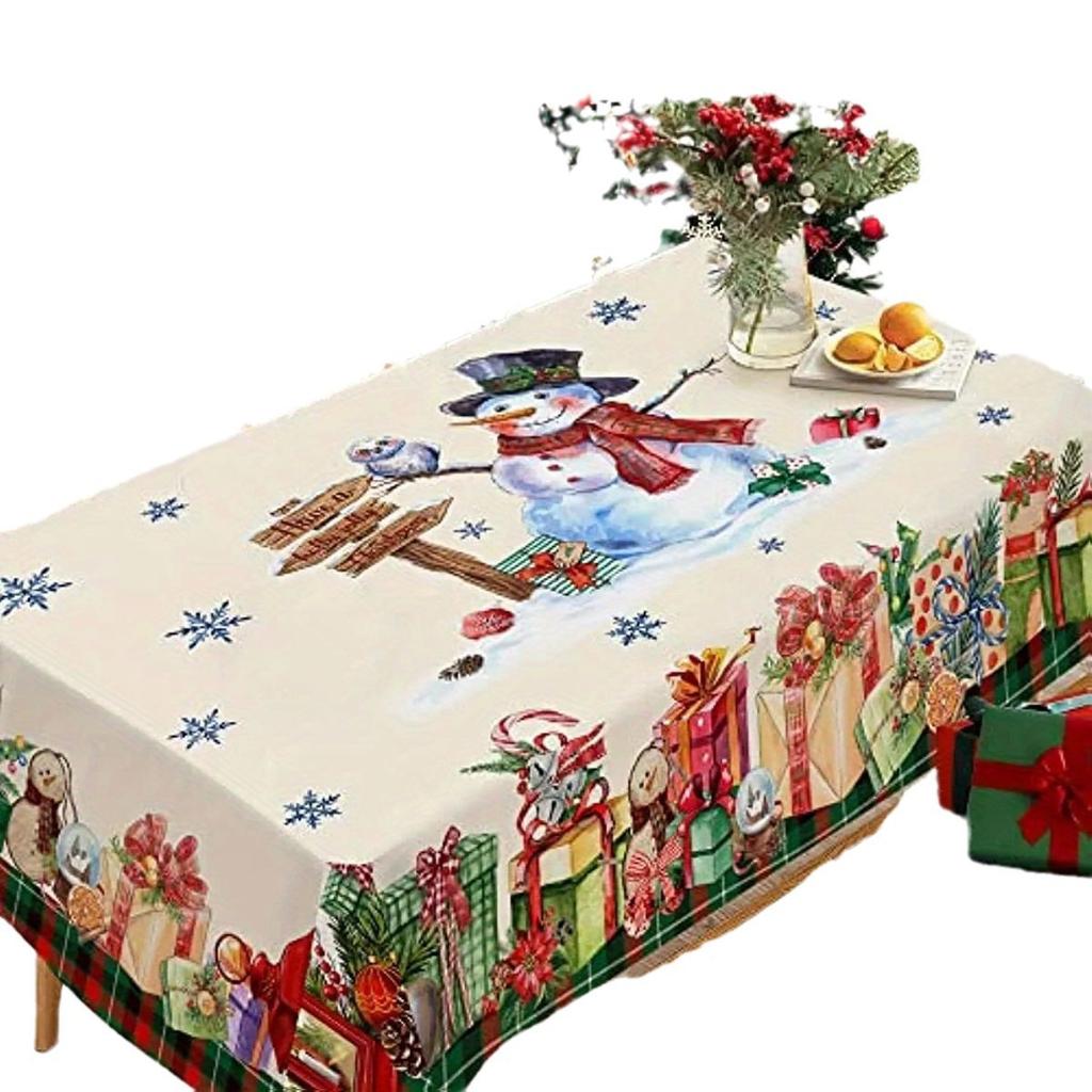 Водонепроницаемая Рождественская Красная Прямоугольная Скатерть Премиум Декоративная Накидка на Обеденный Стол Праздничный Декор