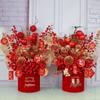 Home Decor: Artificial Flowers & Money Fruit Arrangement for Housewarming or Wedding Gift