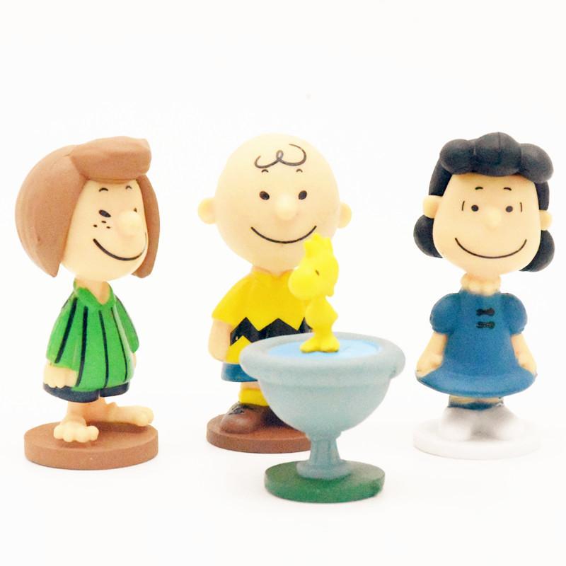 12 шт./комплект Аниме Фигурка Peanuts Милый Снупи Украшение Мультяшная Кукла Декор Ручной Работы Кавайные ПВХ Игрушки Для Детей Подарок на День Рождения