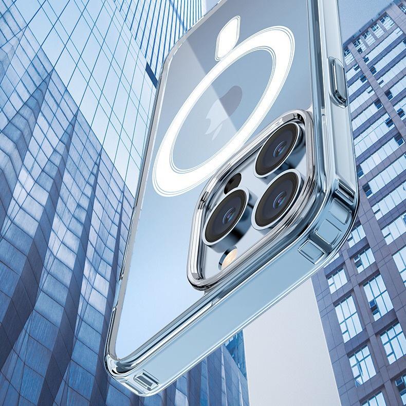 Прозрачный Магнитный Защитный Чехол Два-в-Одном Ударопрочный для iPhone 15/14 Pro Max
