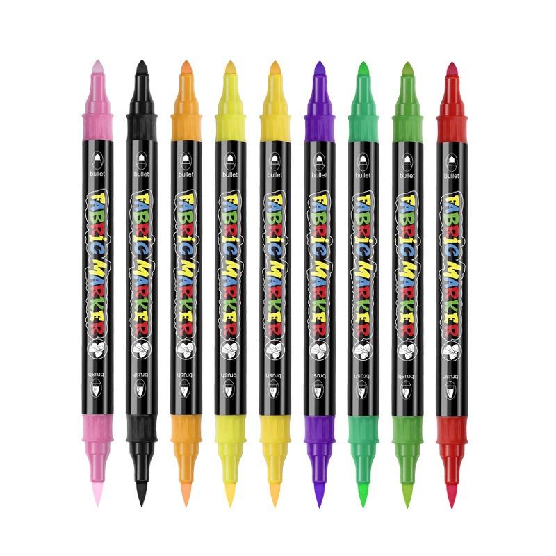 24 Colors Permanent for Clothes Fabric Paint Pens Fabric Markers Dual-Tip Fabric Markers for Shirts Bags Hats Canvas Textiles