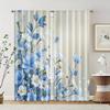 2pcs, Window Curtain Rose Blue Chinese Painting Versatile 100% Polyester (without Rod) Art Deco Festive Perfect for Bedroom,