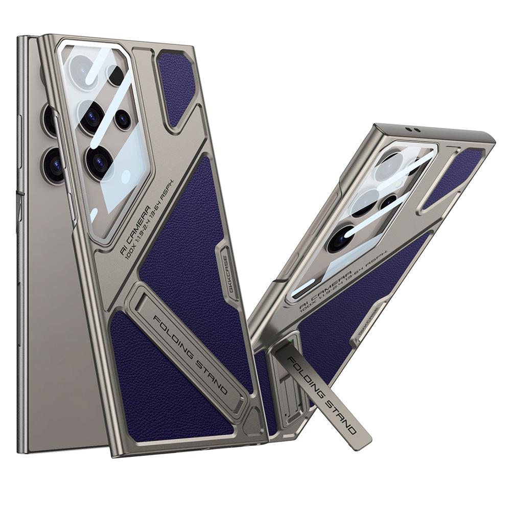 Противоударный чехол для Samsung Galaxy S23 Ultra из ПК+ПУ с подставкой, стиль меха